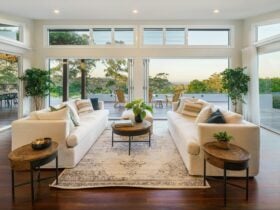 Living room with hinterland views