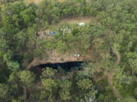 An aerial shot overlooking the entire property.