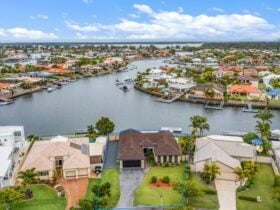 Aerial view over house