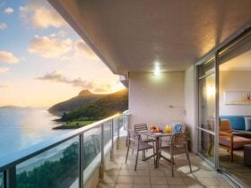 Sunrise sea view from apartment balcony