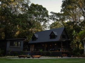 Main house with entertainment room adjoining with outdoor fire pit