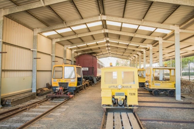Restored railway section cars and rail carriage