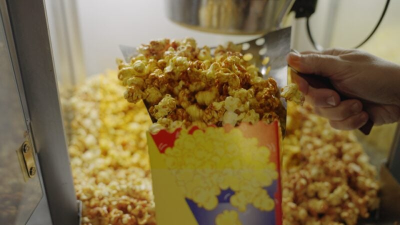 Popcorn caramel or salted + Choc tops drinks and more