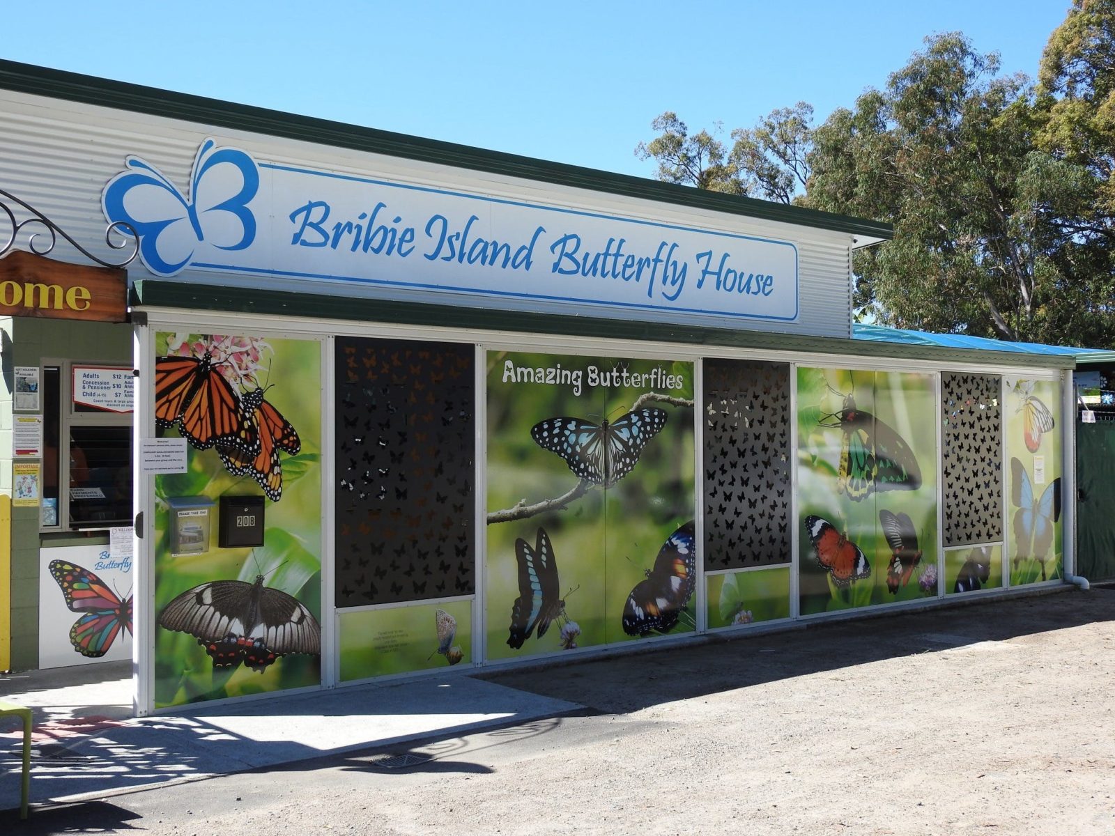 Main entrance to the Bribie Butterfly House - you can