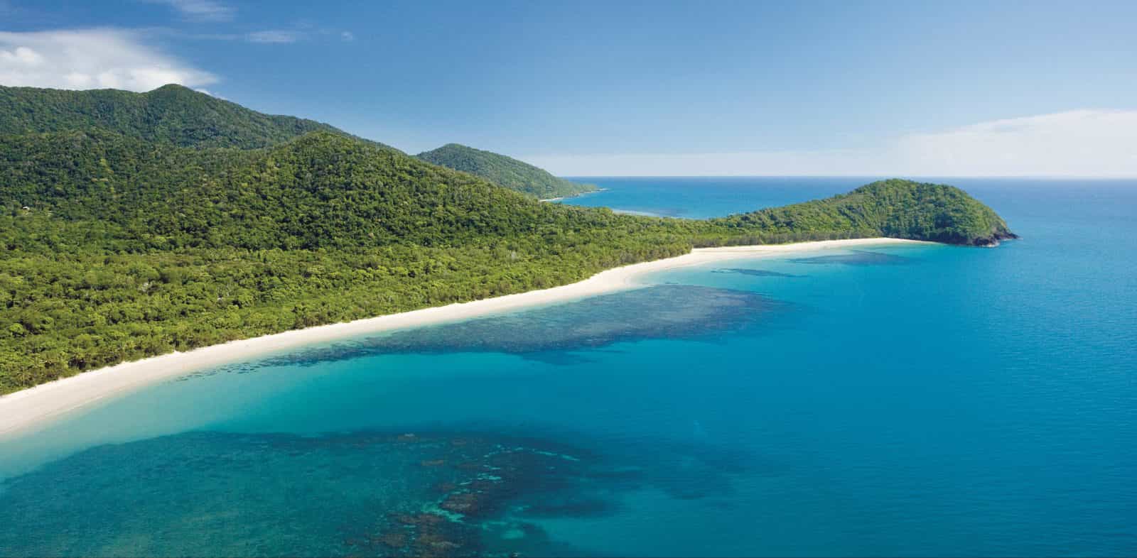 rainforested mountains meet the sea at Cape Tribulation.