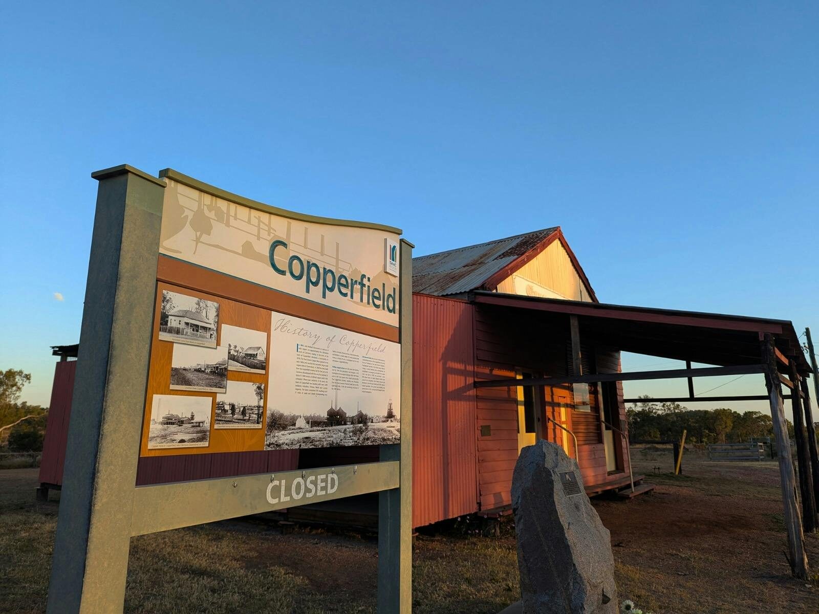 Copperfield Store and interpretive signage