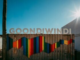 Photo of Large Goondiwindi Sign with rainbow art