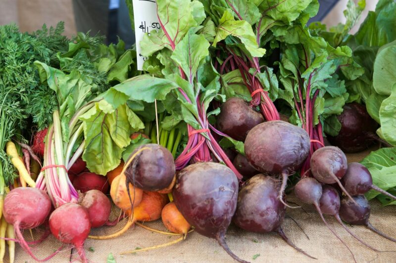 Fresh beetroots in many colours