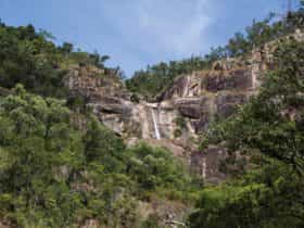 Jourama Falls, cliff face and surrounding woodland.