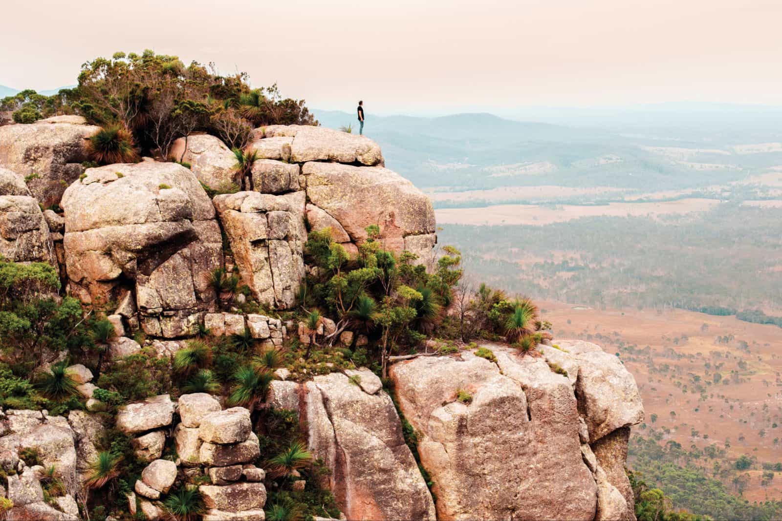 Man standing on summit of Mt Walsh.