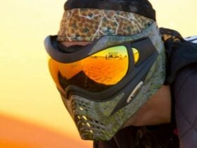 intense looking paintball player