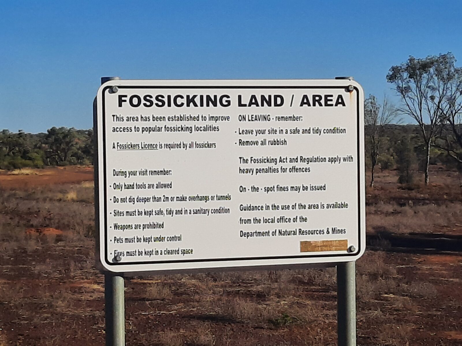 Fossicking Land Area Yowah.