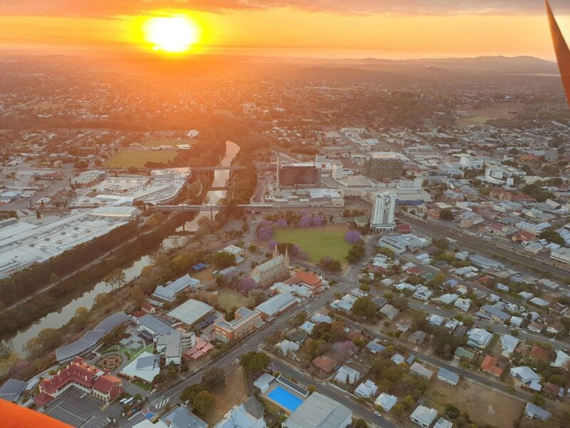 Jacaranda seaon over Ipswich with Floating Images