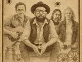 A sketch style illustration of the artists performing at the show