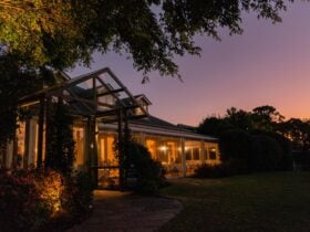 Exterior of Spicers Clovelly Estate at night