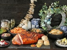 Ham, prawns and chicken in a Christmas