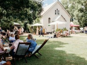 Groups enjoying the sunset setting at The Soul Nook Collective