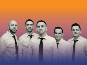 Band image with orange and purple background