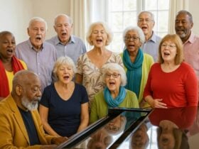 group of seniors singing
