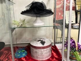 A black hat and a hat box.