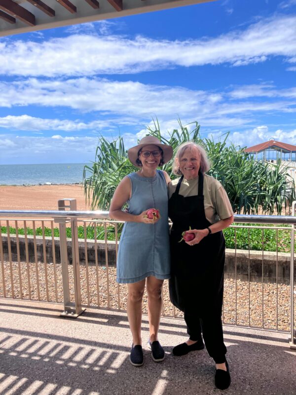 Two produce growers in front of Redcliffe JEtty