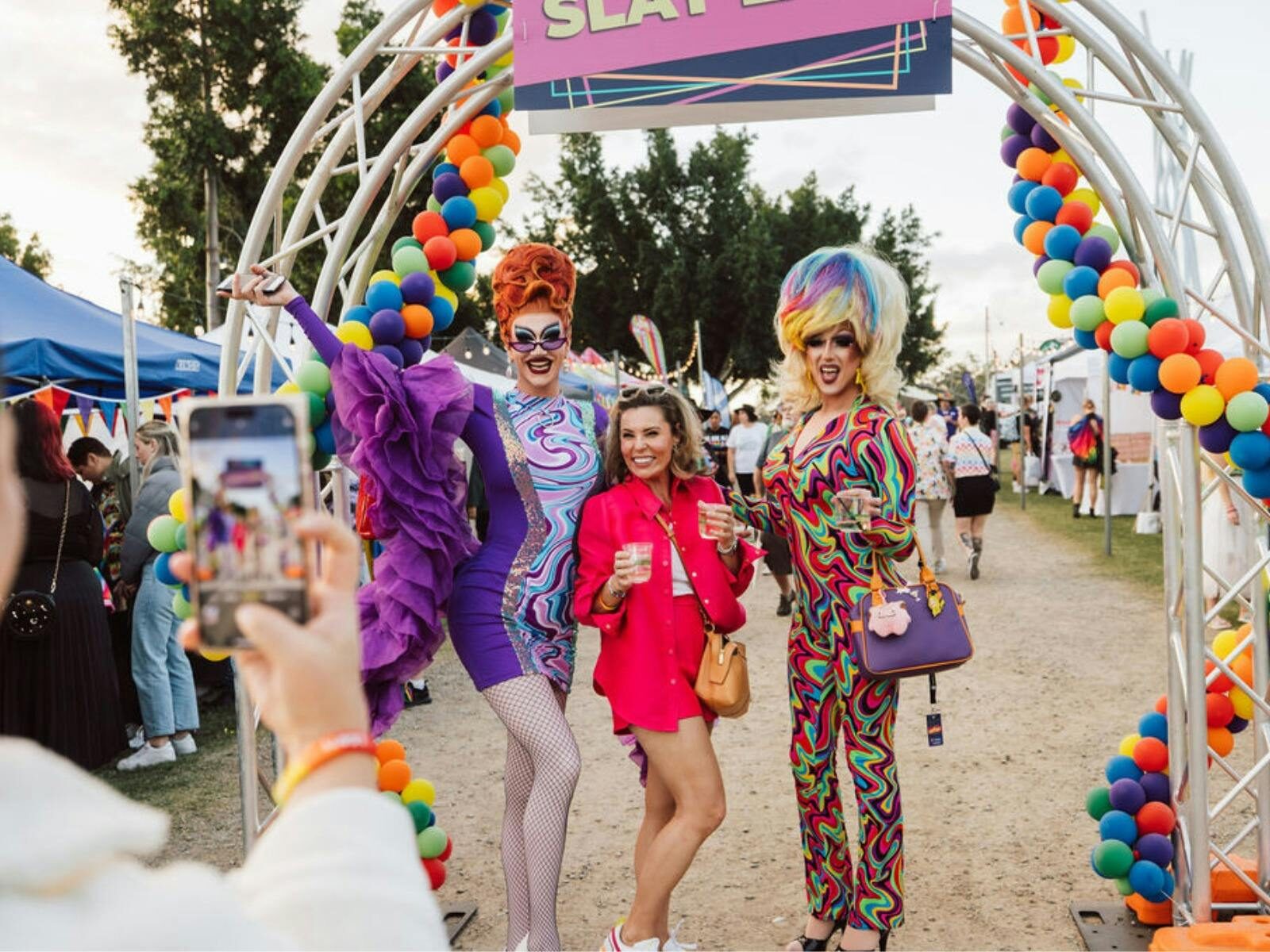 Drag queens pose at Moreton Bay PrideFest
