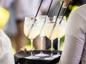Waiter serving cocktails at Brisbane Racing Club