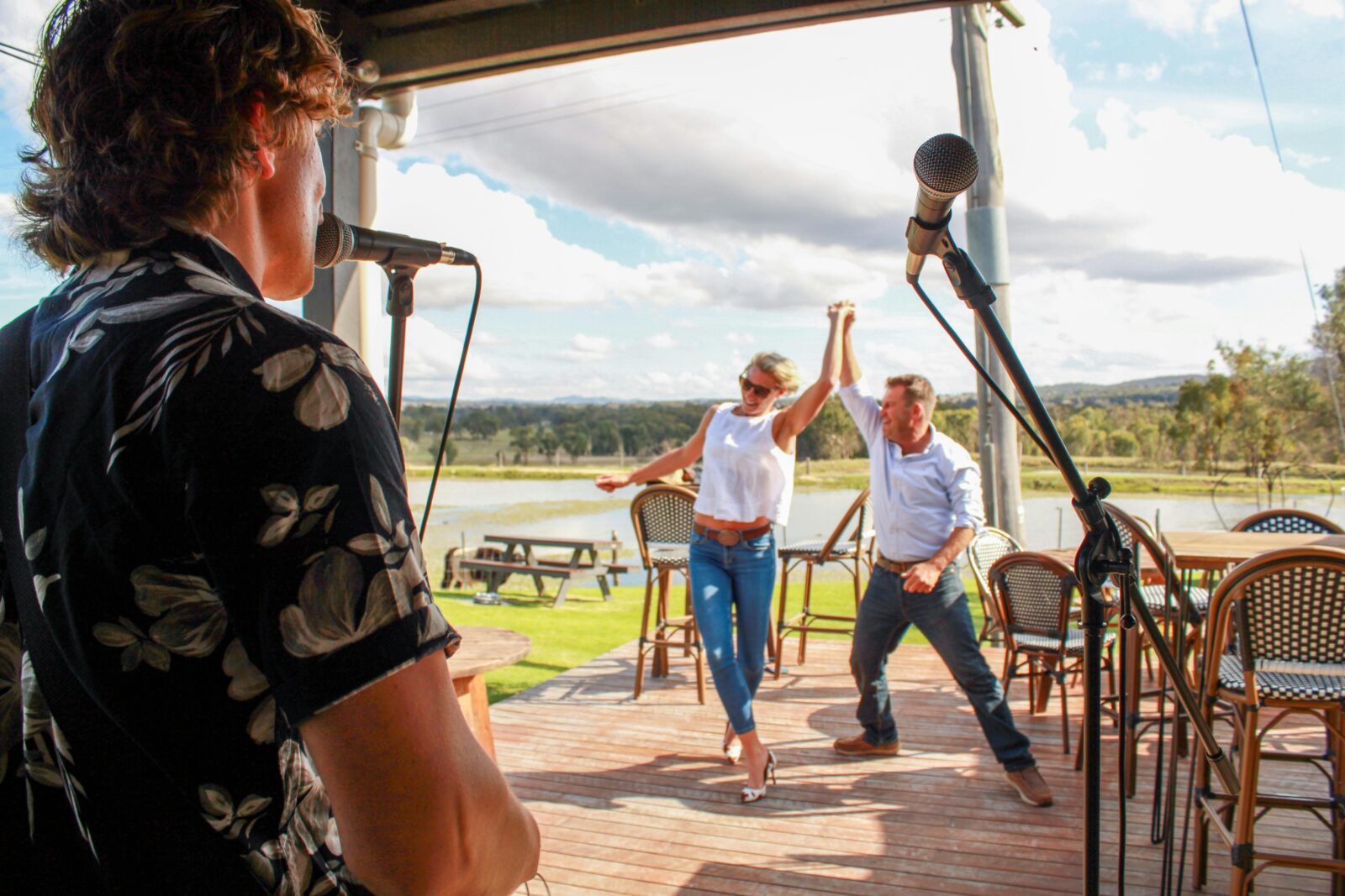 Live music and dancing on the Balancing Heart deck