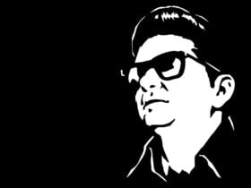 Black and white image of a Roy Orbison