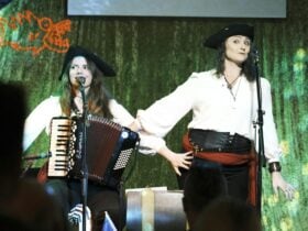 The Salty Sirens, two piratical ladies, performing at Banshees