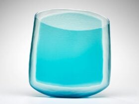 Tim Edwards, Object #8, 2025, blown glass, wheel cut, 38.5 x 35.0 x 8.0 cm