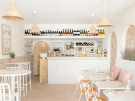 Interior of Casita Wine Bar near Mooloolaba Beach, featuring Mediterranean coastal design with soft