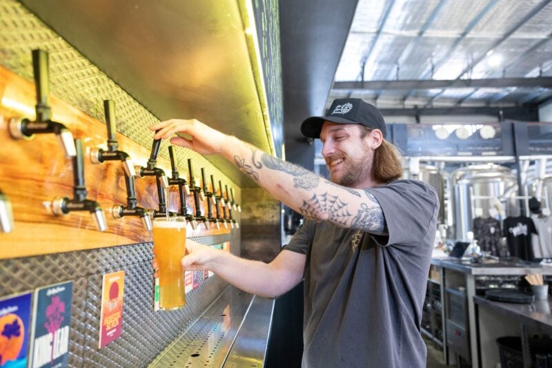 Hip Hops Brewers has 21 taps of beers and seltzers all made on site