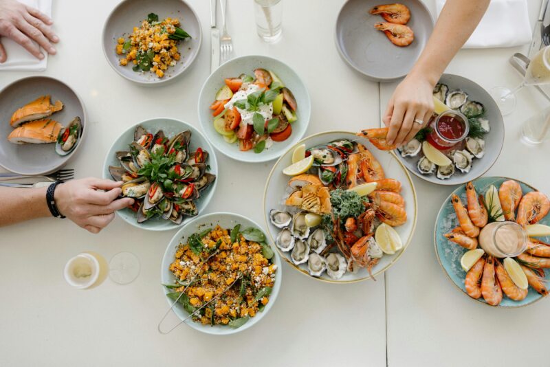 Variety of dishes from Seafood Buffet.