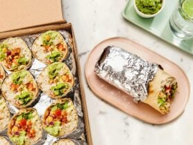 Selection of menu items for catering requests such as burritos