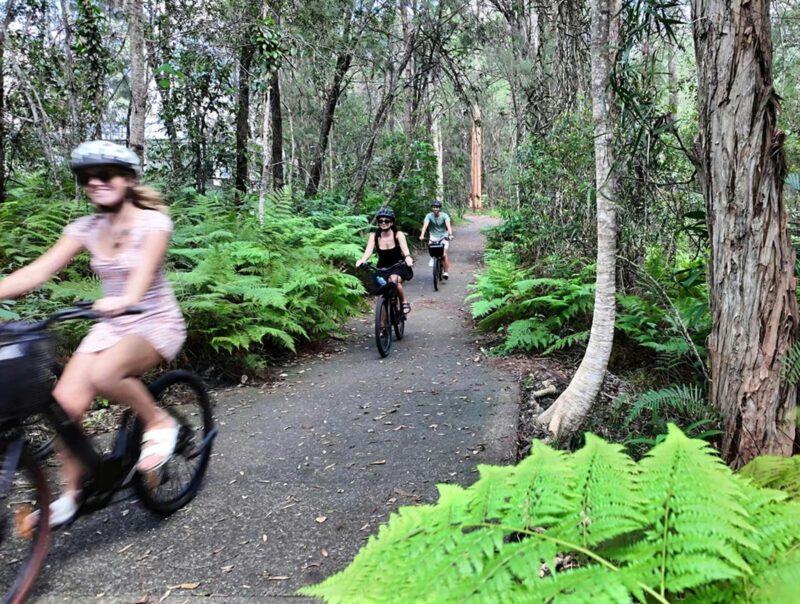 Riding ebike through noosa nature