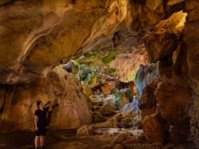 afternoon light coming into the belfry cave