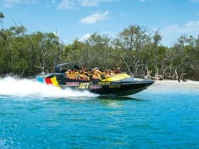 Paradise Jet Boating vessel cruising along the Gold Coast Broadwater