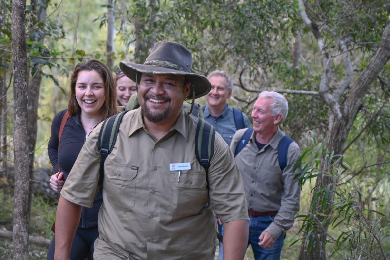 The host of Yarriba Dreaming shares his cultural knowledge with small walking groups.