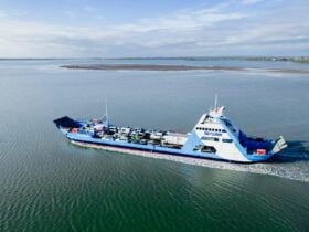 Vehicle Ferry travelling across the water