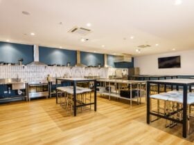 large fridge/ freezers, 3 ovens, Large dishwasher, all cooking equipment supplied, lots of seating.
