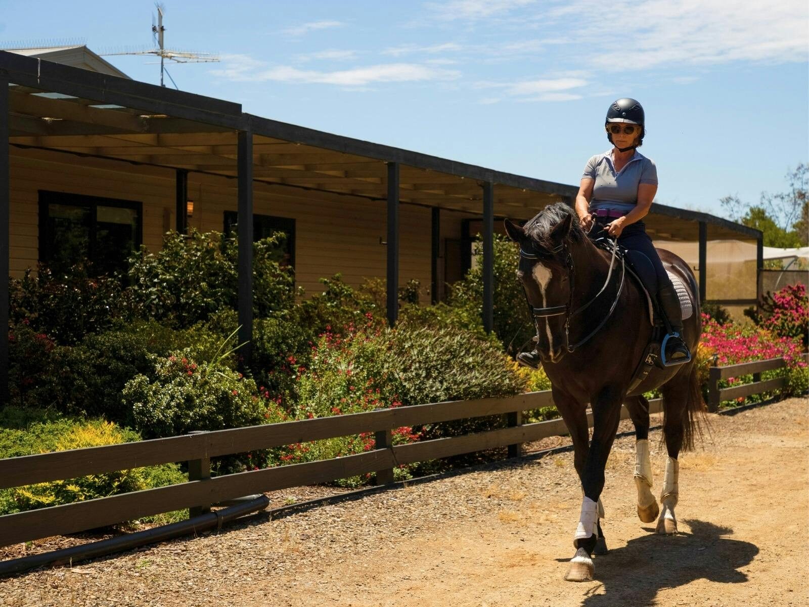Horse and Rider in front of the private holiday home