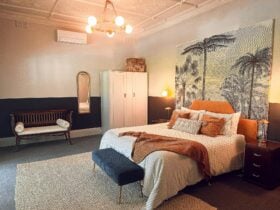 Spacious Modern Master Bedroom with Vintage Styling