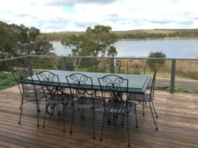 The stunning view over the lagoon from the balcony