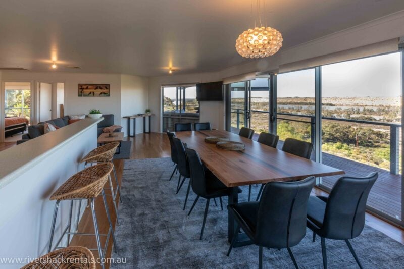 views from dining area and kitchen