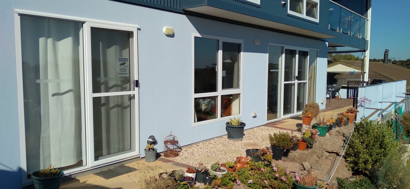 Sunny and north facing, designed for cosy in Winter, cool in Summer.