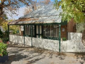 The beautiful front facade of Wild Olive Cottage.