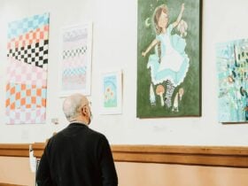 Man viewing exhibit at North Adelaide Library