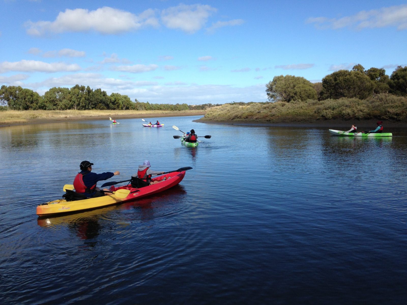 Kayakers on Onkaparinga River