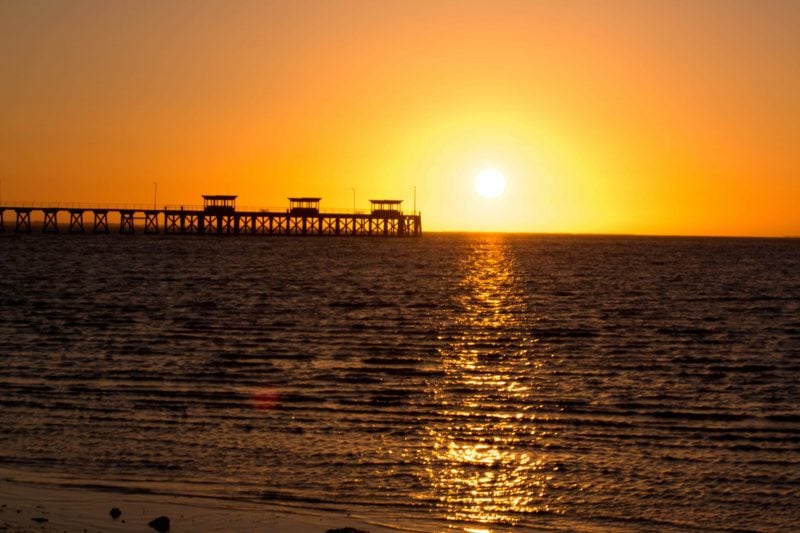 Smoky Bay Jetty shelters at the end of the dayt
